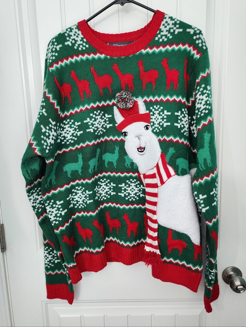 33 Degrees *FLAWED* Llama Snowflake FairIsle Ugly Christmas Sweater, Size XXL